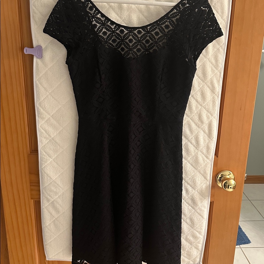White House Black Market Black Lace & Satin Dress